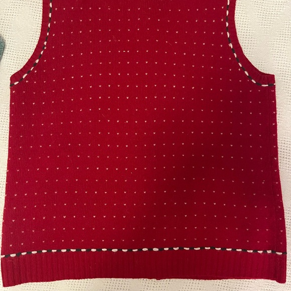Charter Club Red Lambs Wool Vest Women’s Size L Holiday Snowmen Classic Warmth - Picture 7 of 7
